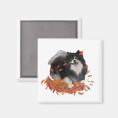 Pomeranian in de herfst magneet (Voorkant / Achterkant)