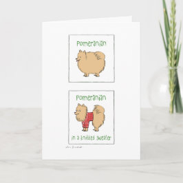 Pomeranian in een gebreide trui | Grappige kerst Feestdagen Kaart
