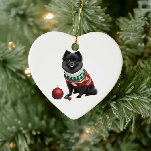 Pomeranian in kersttrui leuk en schattig keramisch ornament (Boom)