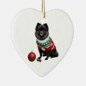 Pomeranian in Kersttrui Leuk & Schattig Keramisch Ornament (Rechts)