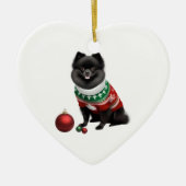Pomeranian in Kersttrui Leuk & Schattig Keramisch Ornament (Voorkant)