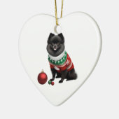 Pomeranian in Kersttrui Leuk & Schattig Keramisch Ornament (Links)