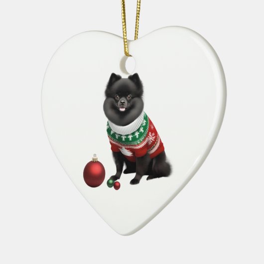 Pomeranian in Kersttrui Leuk & Schattig Keramisch Ornament (Links)