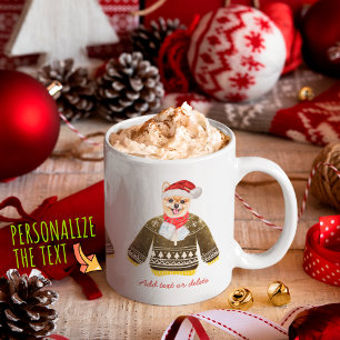 Pomeranian in lelijke trui Kerst hondenliefhebber Koffiemok