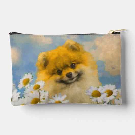 Pomeranian in madeliefjes schilderen originele hon etui (Achterkant)