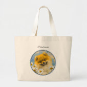 Pomeranian in madeliefjes schilderen originele hon grote tote bag (Voorkant)