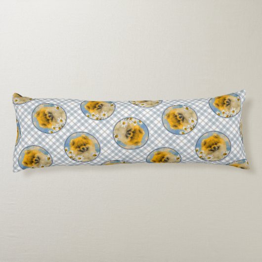 Pomeranian in madeliefjes schilderen originele hon lichaamskussen (Achterkant)