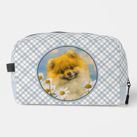 Pomeranian in madeliefjes schilderen originele hon toilettasje (Voorkant)