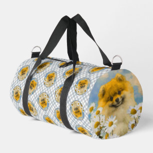 Pomeranian in Madeliefjes Schilderij Originele Hon Plunjezak