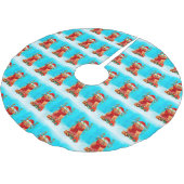 Pomeranian in sneeuw met kerstcadeaus kerstboom rok (Gekanteld)