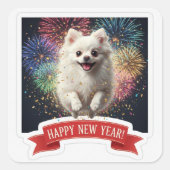 Pomeranian Jumping in Confetti Sticker (Voorkant)