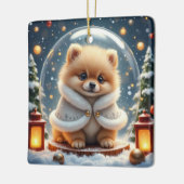 Pomeranian Kerst Kunst Keramisch Ornament (Links)