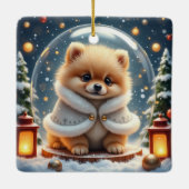 Pomeranian Kerst Kunst Keramisch Ornament (Achterkant)