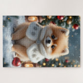 Pomeranian Kerst Kunst Legpuzzel (Horizontaal)