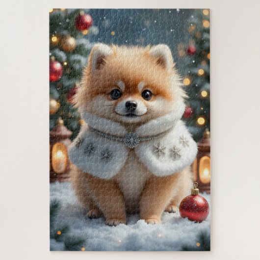 Pomeranian Kerst Kunst Legpuzzel (Verticaal)