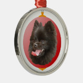 Pomeranian Kerst Metalen Ornament (Rechts)