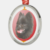 Pomeranian Kerst Metalen Ornament (Links)