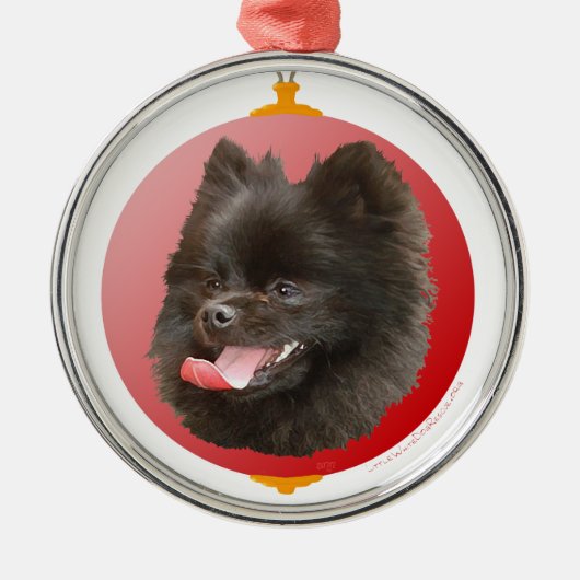 Pomeranian Kerst Metalen Ornament (Voorkant)