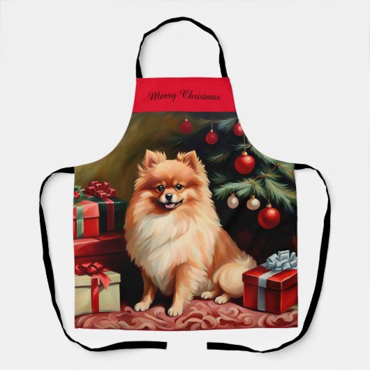 Pomeranian kerst schort (Voorkant)