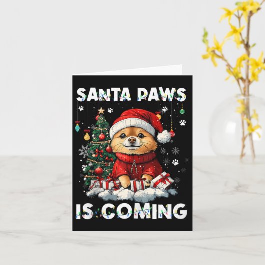 Pomeranian Kerstboom Decoraties Hond Liefhebber Xm Kaart (Gele Bloem)