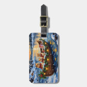 Pomeranian Kerstboot Vakantie Bagagelabel (Voorkant verticaal)