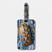 Pomeranian Kerstboot Vakantie Bagagelabel (Achterkant verticaal)