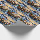 Pomeranian Kerstboot Vakantie Cadeaupapier (Hoek)