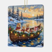 Pomeranian Kerstboot Vakantie Keramisch Ornament (Links)