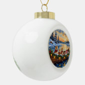 Pomeranian Kerstboot Vakantie Keramische Bal Ornament (Links)