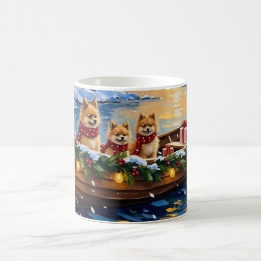 Pomeranian Kerstboot Vakantie Koffiemok (Center)