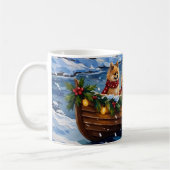 Pomeranian Kerstboot Vakantie Koffiemok (Links)