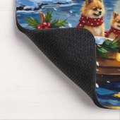 Pomeranian Kerstboot Vakantie Muismat (Hoek)