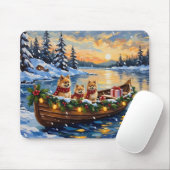 Pomeranian Kerstboot Vakantie Muismat (Met muis)