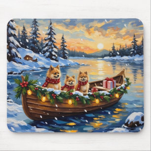 Pomeranian Kerstboot Vakantie Muismat