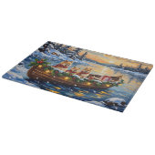 Pomeranian Kerstboot Vakantie Snijplank (Hoek)
