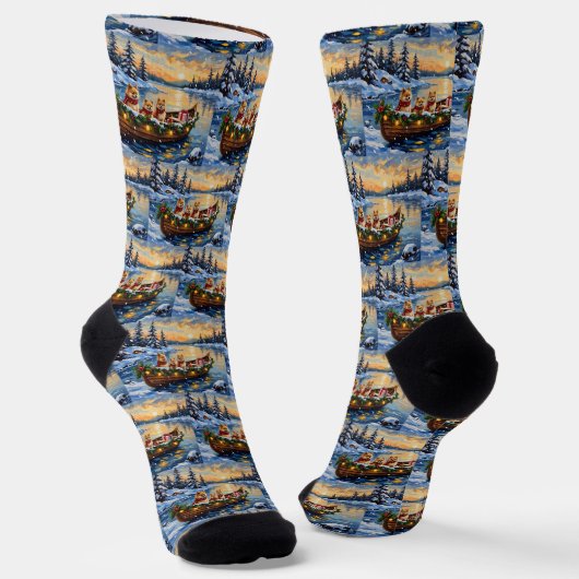 Pomeranian Kerstboot Vakantie Sokken (Gebogen)