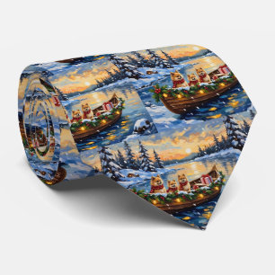 Pomeranian Kerstboot Vakantie Stropdas