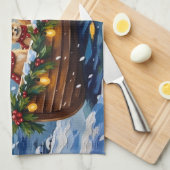Pomeranian Kerstboot Vakantie Theedoek (Quarter Fold)