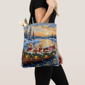 Pomeranian Kerstboot Vakantie Tote Bag (Dichtbij)