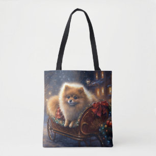 Pomeranian Kerstfeest Borstelend Tote Bag