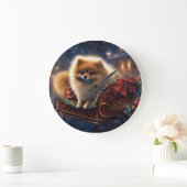 Pomeranian Kerstfeest Geborsteld Grote Klok (Huis)
