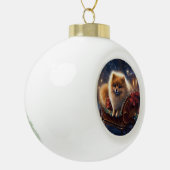 Pomeranian Kerstfeest Geborsteld Keramische Bal Ornament (Links)