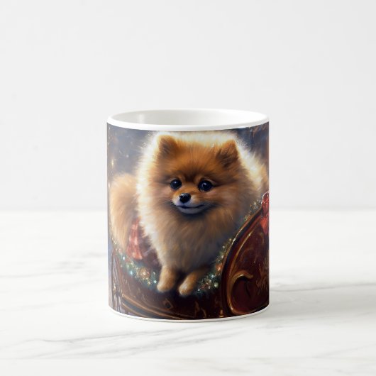 Pomeranian Kerstfeest Geborsteld Koffiemok (Center)