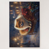 Pomeranian Kerstfeest Geborsteld Legpuzzel (Verticaal)