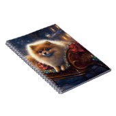 Pomeranian Kerstfeest Geborsteld Notitieboek (Rechterzijde)