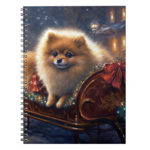 Pomeranian Kerstfeest Geborsteld Notitieboek