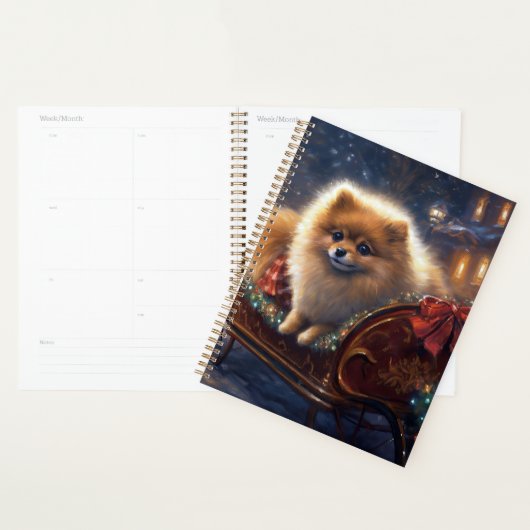 Pomeranian Kerstfeest Geborsteld Planner (Display)