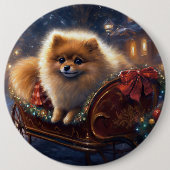 Pomeranian Kerstfeest Geborsteld Ronde Button 6,0 Cm (Voorkant)