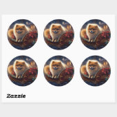 Pomeranian Kerstfeest Geborsteld Ronde Sticker (Vel)