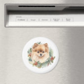 Pomeranian Kerstkrans Feestelijke Pup Magneet (Insitu (Vaatwasser))